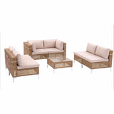 Gardeon 6 Seater Outdoor Sofa Set 7PCS Table Chair Set Garden Rattan Patio Furniture