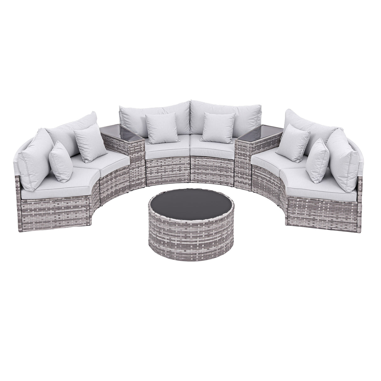 Gardeon 6 Seater Outdoor Sofa Set 9PCS Table Chair Set Garden Rattan Patio Furniture
