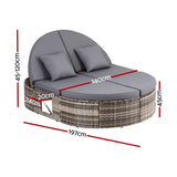 Gardeon Outdoor Day Bed Sun Lounge Setting Wicker Lounger Patio Furniture w/ Retractable Side Tray