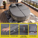 Gardeon Outdoor Day Bed Sun Lounge Setting Wicker Lounger Patio Furniture w/ Retractable Side Tray