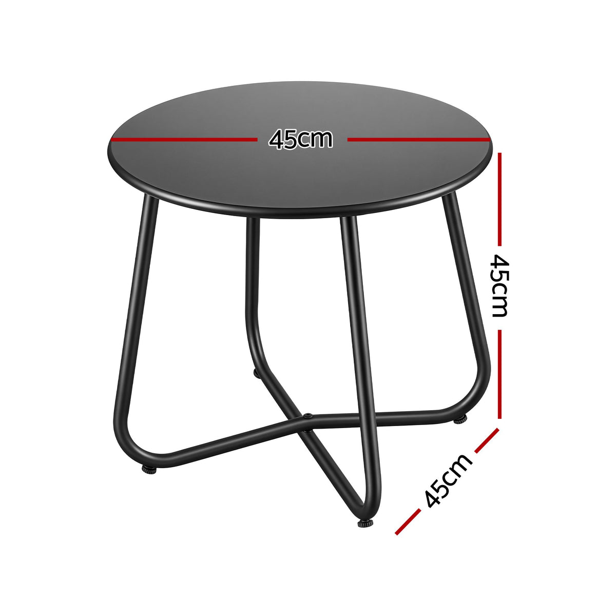 Gardeon Outdoor Side Table Steel Frame for Patio Balcony Garden Black