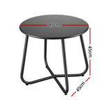 Gardeon Outdoor Side Table Steel Frame for Patio Balcony Garden Black