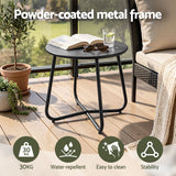 Gardeon Outdoor Side Table Steel Frame for Patio Balcony Garden Black