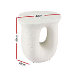 Gardeon Outdoor Side Table MGO Arch Cutout Garden Stool Stone Look White
