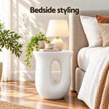 Gardeon Outdoor Side Table MGO Arch Cutout Garden Stool Stone Look White