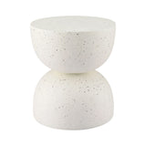 Gardeon Outdoor Side Table MGO Hourglass Garden Stool Terrazzo Look White