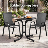Gardeon Outdoor Side Table 80cm Folding Steel Round Bistro Desk Cafe Patio Furniture Black