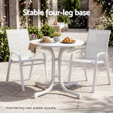 Gardeon Outdoor Side Table 80cm Folding Steel Round Bistro Desk Cafe Patio Furniture White