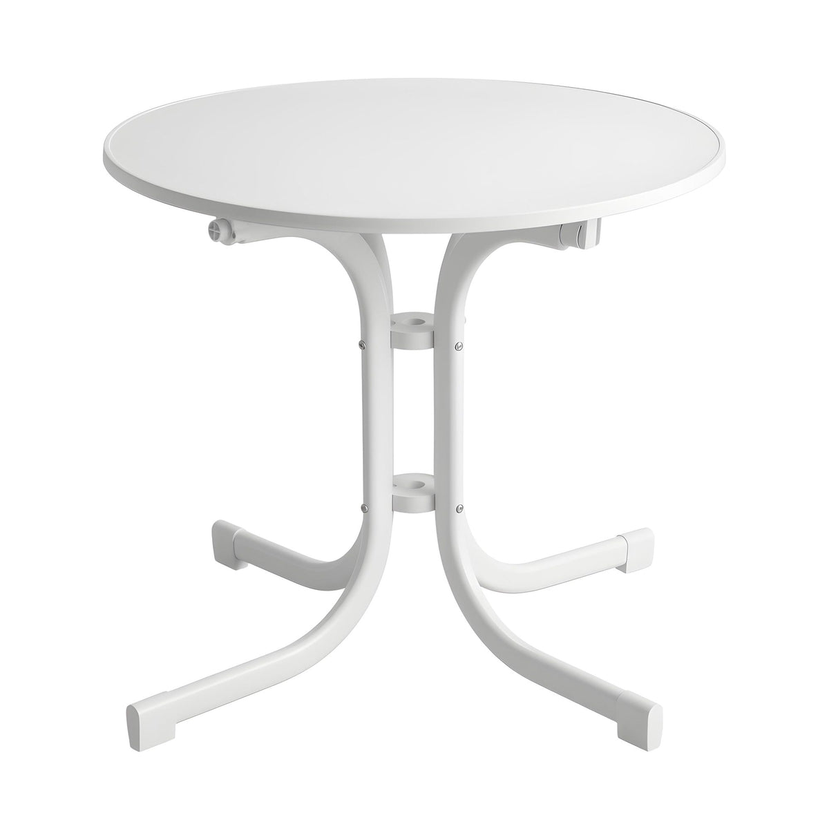 Gardeon Outdoor Side Table 80cm Folding Steel Round Bistro Desk Cafe Patio Furniture White