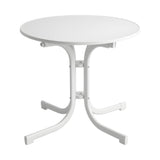 Gardeon Outdoor Side Table 80cm Folding Steel Round Bistro Desk Cafe Patio Furniture White
