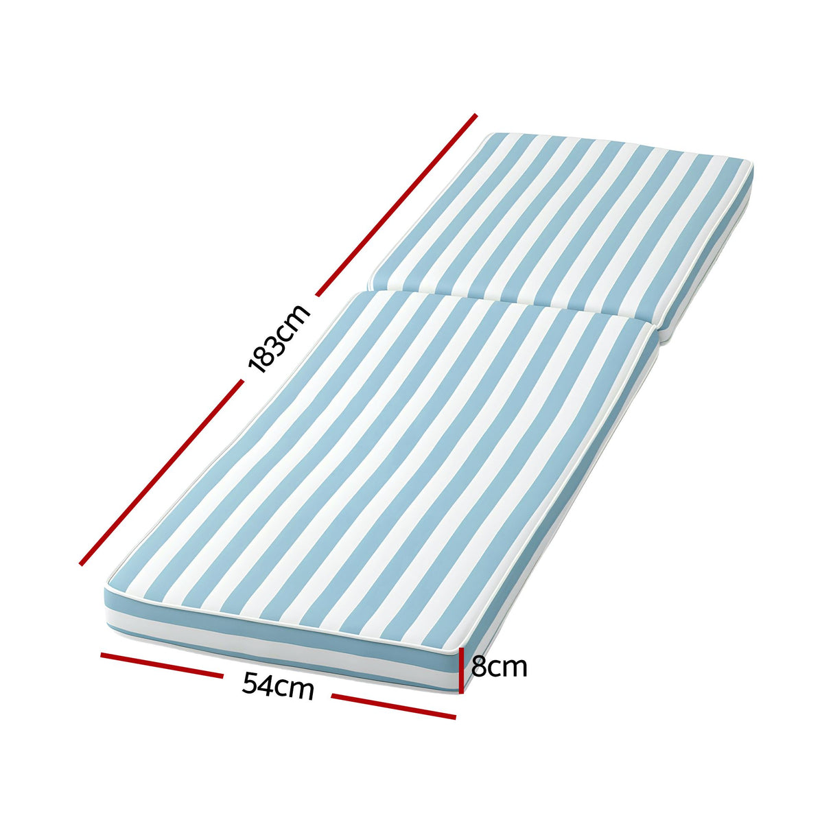 Gardeon Outdoor Chaise Lounge Cushion Lounge Chair Pad Sunbed Mattress Blue