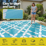 Gardeon Outdoor Rugs 274x366cm Large Carpet Reversible Area Mat PP Dual-Sided Patio Rug Light Blue