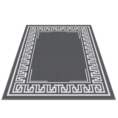 Gardeon Outdoor Rugs 274x366cm Large Carpet Reversible Area Mat PP Dual-Sided Patio Rug Greek Key