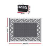 Gardeon Outdoor Rugs 274x366cm Large Carpet Reversible PP Dual-Sided Area Mat Patio Rug Grey