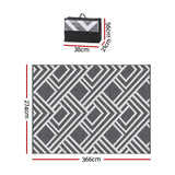 Gardeon Outdoor Rugs 274x366cm Reversible PP Dual-Sided Area Mat Large Carpet Patio Rug Grey