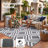 Gardeon Outdoor Rugs 274x366cm Reversible PP Dual-Sided Area Mat Large Carpet Patio Rug Grey