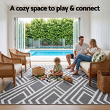Gardeon Outdoor Rugs 274x366cm Reversible PP Dual-Sided Area Mat Large Carpet Patio Rug Grey