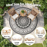Gardeon 180CM Outdoor Rug Reversible Carpet PP Area Mat Patio Rugs Round Grey