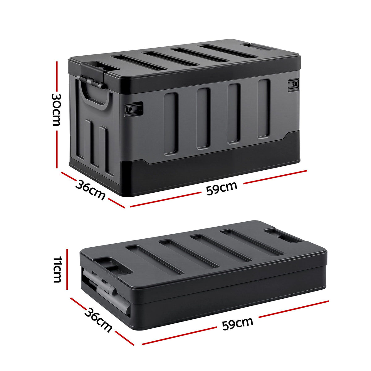 Gardeon Collapsible Outdoor Storage Box 60L Stackable Folding Camping Organizer Black