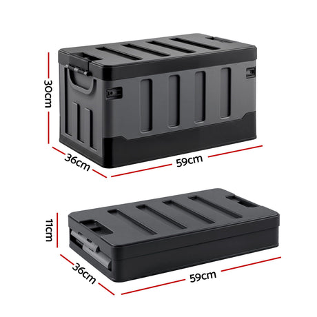 Gardeon Collapsible Outdoor Storage Box 60L Stackable Folding Camping Organizer Black