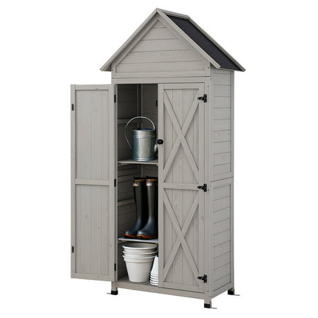 Gardeon Outdoor Storage Cabinet Cupboard Lockable Tool Organizer Shed Adjustable Grey