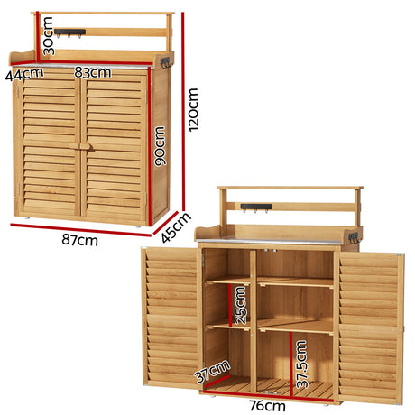 Gardeon Outdoor Storage Cabinet Box Potting Bench Table Shelf Chest Garden Shed