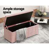 Artiss Storage Ottoman Blanket Box 103cm Velvet Pink