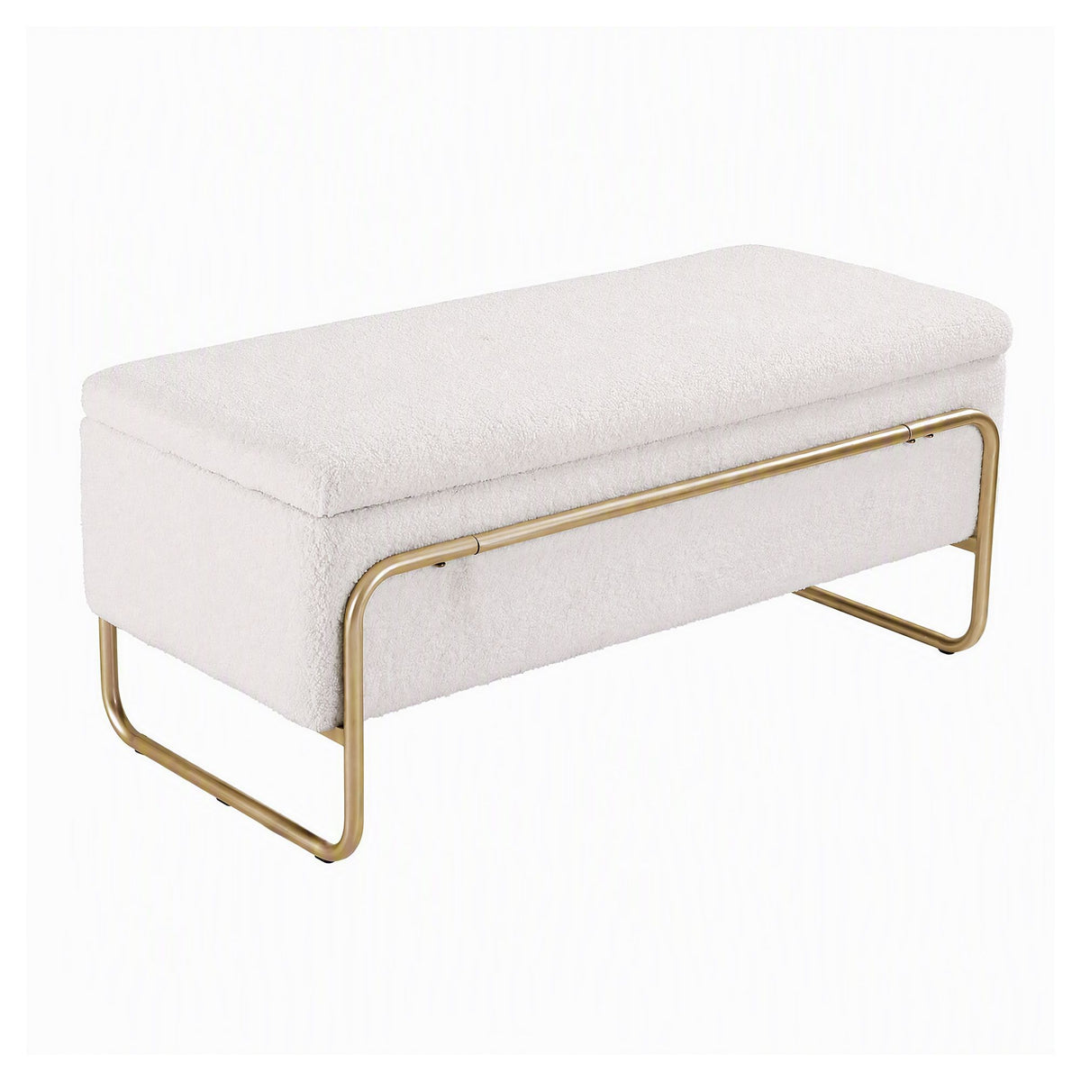 Artiss Storage Ottoman Boucle Padded Seat Footrest Hidden Storage Cream White