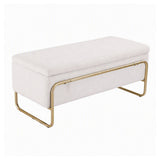 Artiss Storage Ottoman Boucle Padded Seat Footrest Hidden Storage Cream White