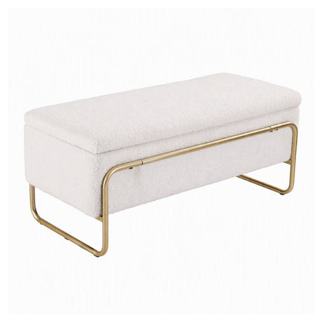 Artiss Storage Ottoman Boucle Padded Seat Footrest Hidden Storage Cream White