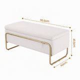 Artiss Storage Ottoman Boucle Padded Seat Footrest Hidden Storage Cream White