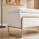 Artiss Storage Ottoman Boucle Padded Seat Footrest Hidden Storage Cream White