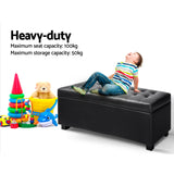 Storage Ottoman Blanket Box Leather Black