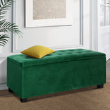 Artiss Storage Ottoman Blanket Box 97cm Velvet Green