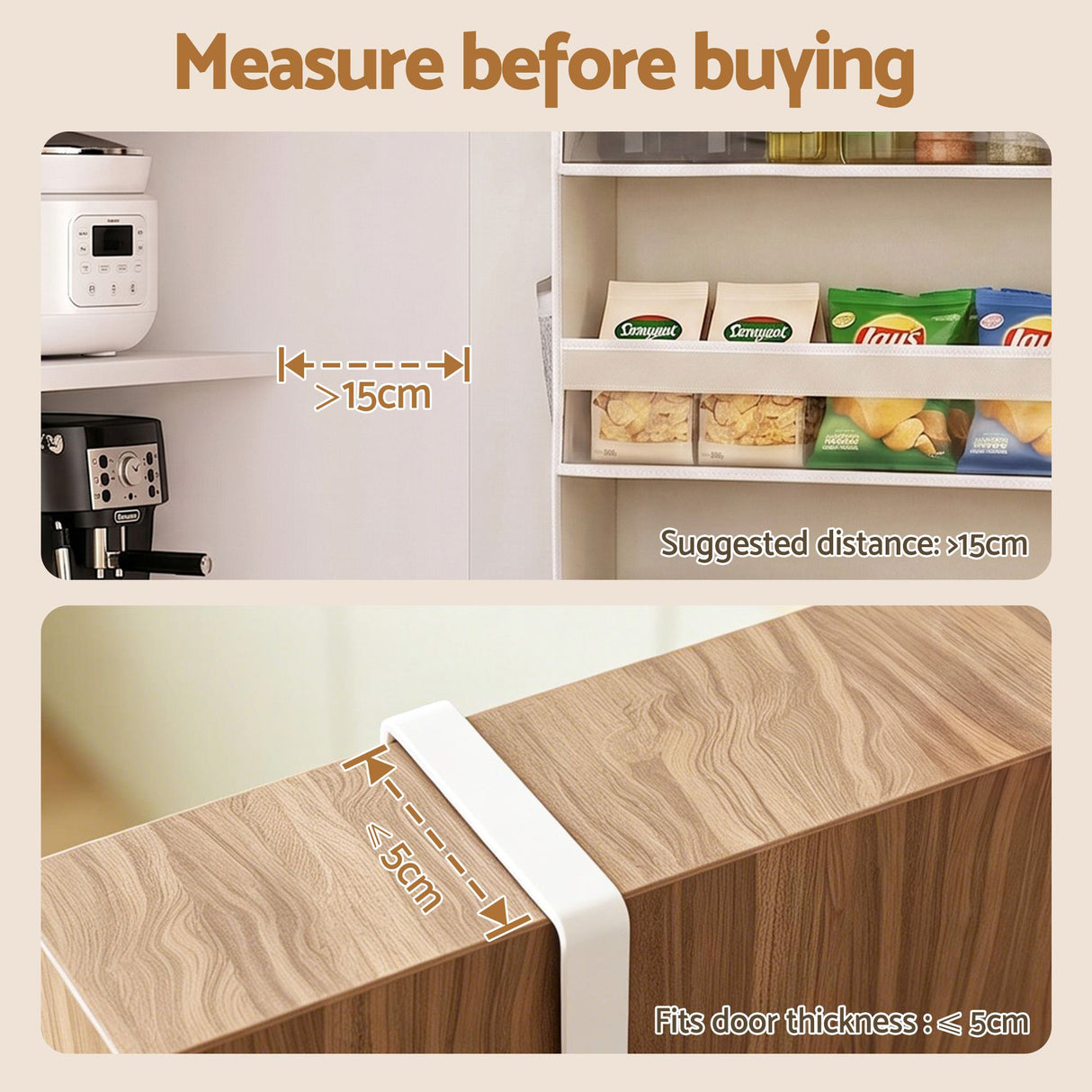 Artiss 2X Over Door Storage Hangers Pantry 6-Tier Organiser Pockets Fabric Beige