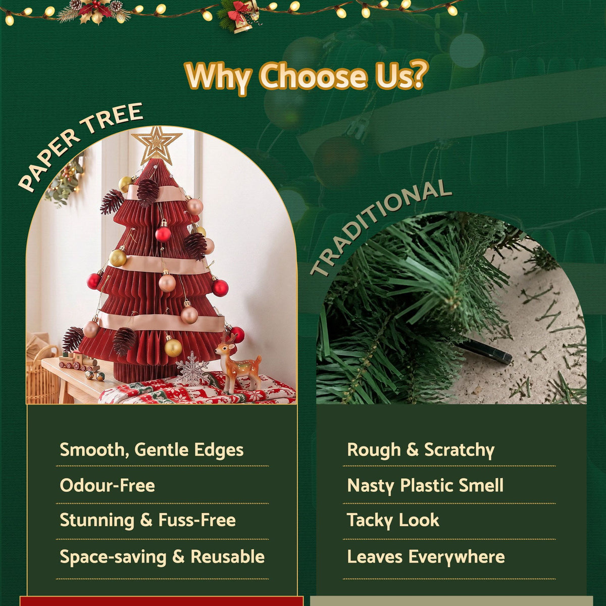 Jingle Jollys 2X Folding Christmas Tree 47CM Xmas Table Decorations Red&Green