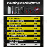 Giantz Pole Chainsaw 2 Stroke Petrol Tree Pruner Long Reach Saw 12 Inch Bar 9 In 1