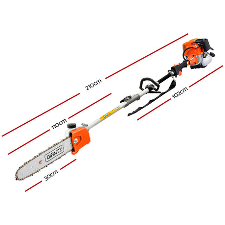 Giantz Pole 4 Stroke Chainsaw Petrol Tree Pruner Long Reach Saw 12 Inch Bar