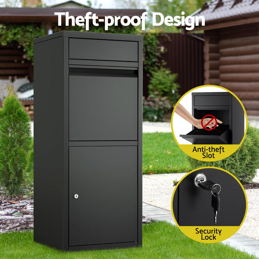 Gardeon Parcel Letterbox Drop Box Package Mailbox Black
