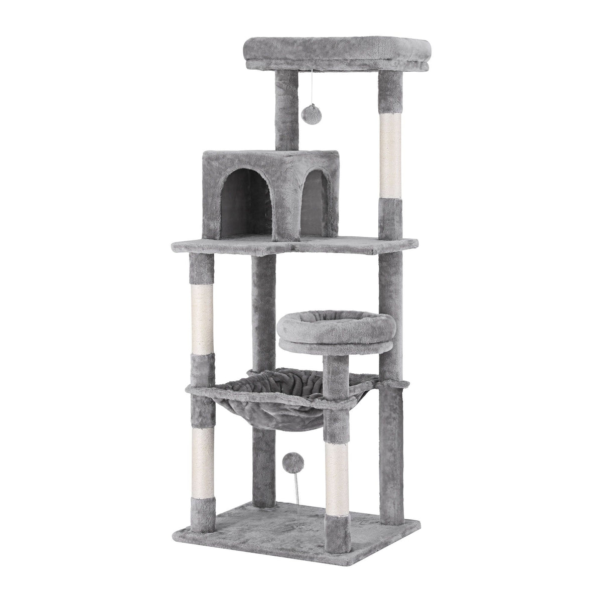 i.Pet Cat Tree 143cm Tower Scratching Post Trees Scratcher Condo House Grey