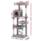 i.Pet Cat Tree 143cm Tower Scratching Post Trees Scratcher Condo House Grey