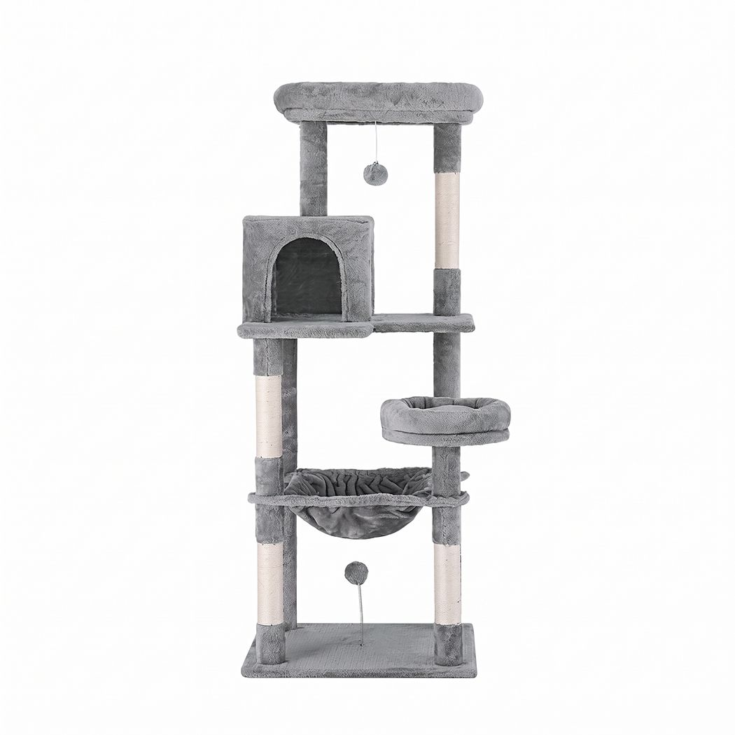 i.Pet Cat Tree 143cm Tower Scratching Post Trees Scratcher Condo House Grey