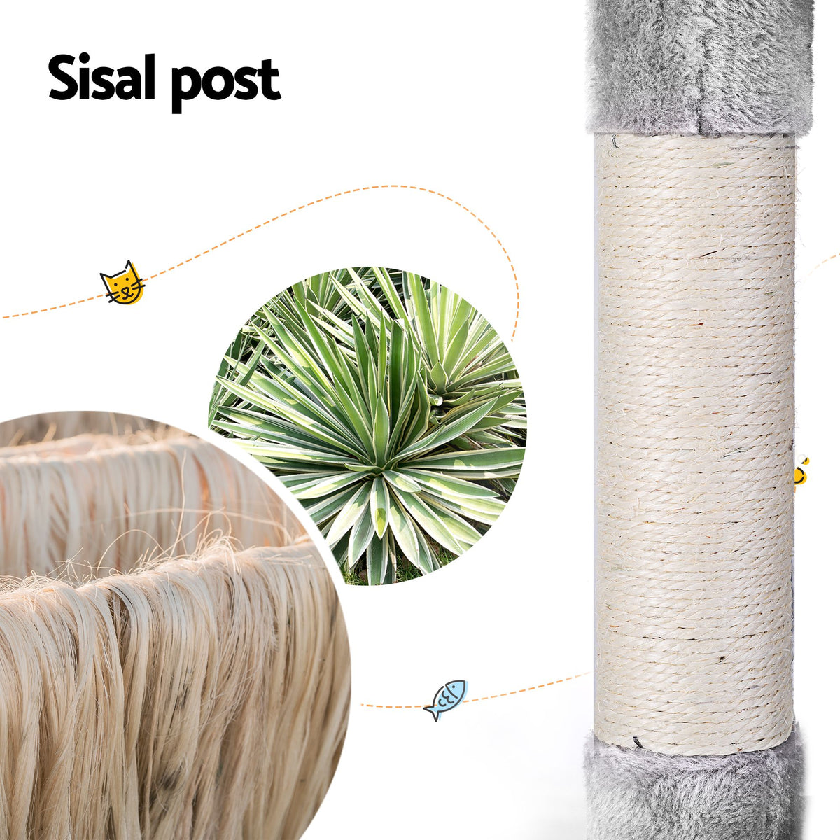 i.Pet Cat Tree 143cm Tower Scratching Post Trees Scratcher Condo House Grey