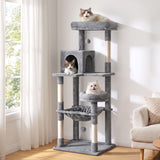 i.Pet Cat Tree 143cm Tower Scratching Post Trees Scratcher Condo House Grey