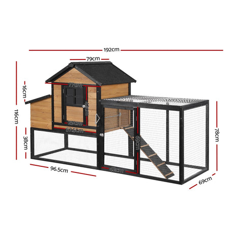 i.Pet Chicken Coop Rabbit Hutch Extra Large Wooden Run Cage Bunny House Outdoor