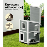 i.Pet Outdoor Cat House Shelter 56cm x 52cm x 82cm Rabbit Hutch Wooden Condo Small Outdoor Cat House