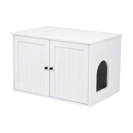 i.Pet 80x53cm Cat Litter Box Enclosure Hidden Litter Tray Cabinet Furniture White