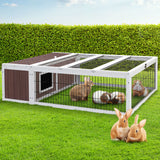 i.Pet Rabbit Hutch 124cm x 90cm x 35cm Chicken Coop Large Outdoor Wooden Run Cage House