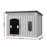 i.Pet 109cm Large Dog House Outdoor Pet Kennel with Metal Door Grey