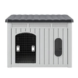 i.Pet 109cm Large Dog House Outdoor Pet Kennel with Metal Door Grey